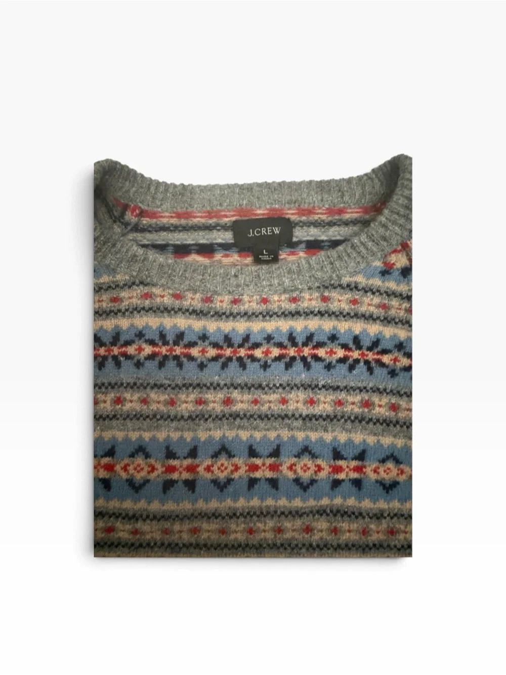 J. Crew Multicolor Fair Isle Crewneck Sweater